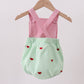 Red stripe watermelon embroidery seersucker bubble