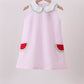 Pink stripe watermelon embroidery seersucker dress