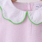 Pink stripe watermelon embroidery seersucker dress