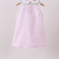 Pink stripe watermelon embroidery seersucker dress