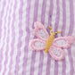 Purple seersucker butterfly embroidery ruffle bubble