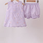 Purple seersucker butterfly embroidery shorts set