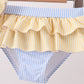 Colorblock crab embroidery ruffle 2pc swimsuit
