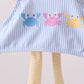 Colorblock crab embroidery ruffle 2pc swimsuit