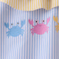 Colorblock crab embroidery ruffle swimsuit