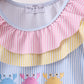 Colorblock crab embroidery ruffle swimsuit