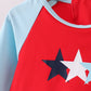 Red star embroidery ruffle rashguard