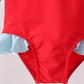 Red star embroidery ruffle rashguard