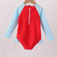 Red star embroidery ruffle rashguard