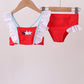 Red star embroidery ruffle 2pc swimsuit