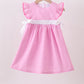 Pink bow gingham ruffle dress