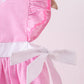 Pink bow gingham ruffle dress