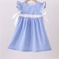 Blue bow gingham ruffle dress