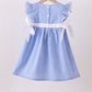 Blue bow gingham ruffle dress