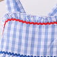 Blue gingham ruffle tiered dress