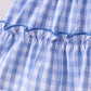 Blue gingham ruffle tiered dress
