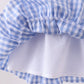 Blue gingham ruffle tiered dress