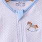 Blue dot horse embroidery romper