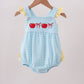 Blue Apple Embroidery Gingham Bubble