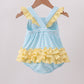 Blue Apple Embroidery Gingham Bubble