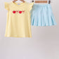 Yellow Apple Embroidery Skorts Set