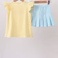 Yellow Apple Embroidery Skorts Set