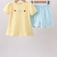 Yellow Apple Embroidery Scalloped Set