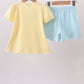 Yellow Apple Embroidery Scalloped Set