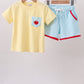 Yellow Apple Embroidery Pocket Set