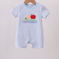 Blue Apple Pencil Embroidery Romper