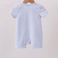 Blue Apple Pencil Embroidery Romper