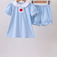 Blue Apple Smocked Bloomer Set