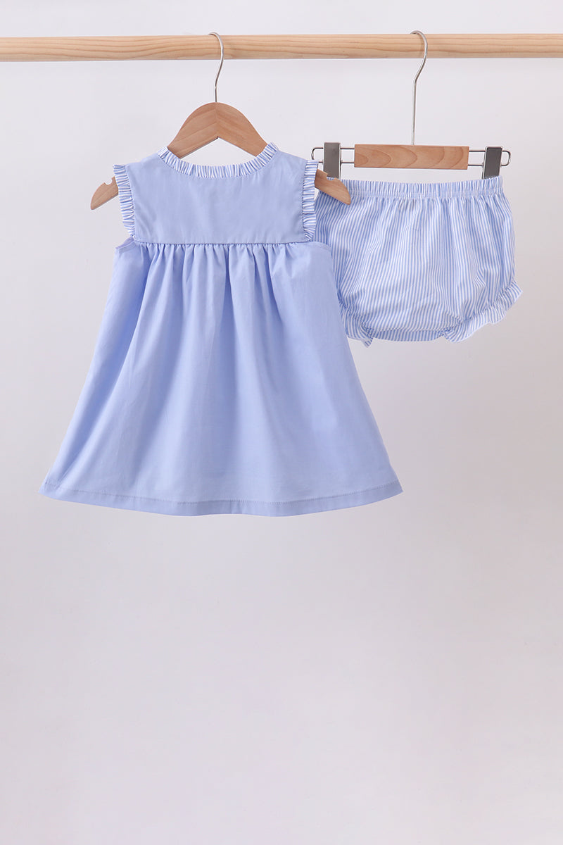 Blue Sailboat Embroidered Bloomer Set