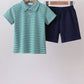 Green Stripe Polo Set