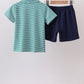 Green Stripe Polo Set