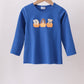 Royal blue puppy pumpkin embroidery top