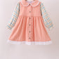 Pumpkin Jacquard plaid button dress