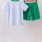 Blue stripe duck embroidery shorts set
