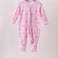 Pink bow print bamboo romper