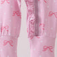 Pink bow print bamboo romper