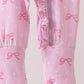 Pink bow print bamboo romper
