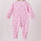 Pink bow print bamboo romper