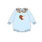 Blue turkey embroidery plaid ruffle bubble