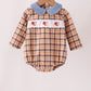 Blue turkey embroidery plaid bubble