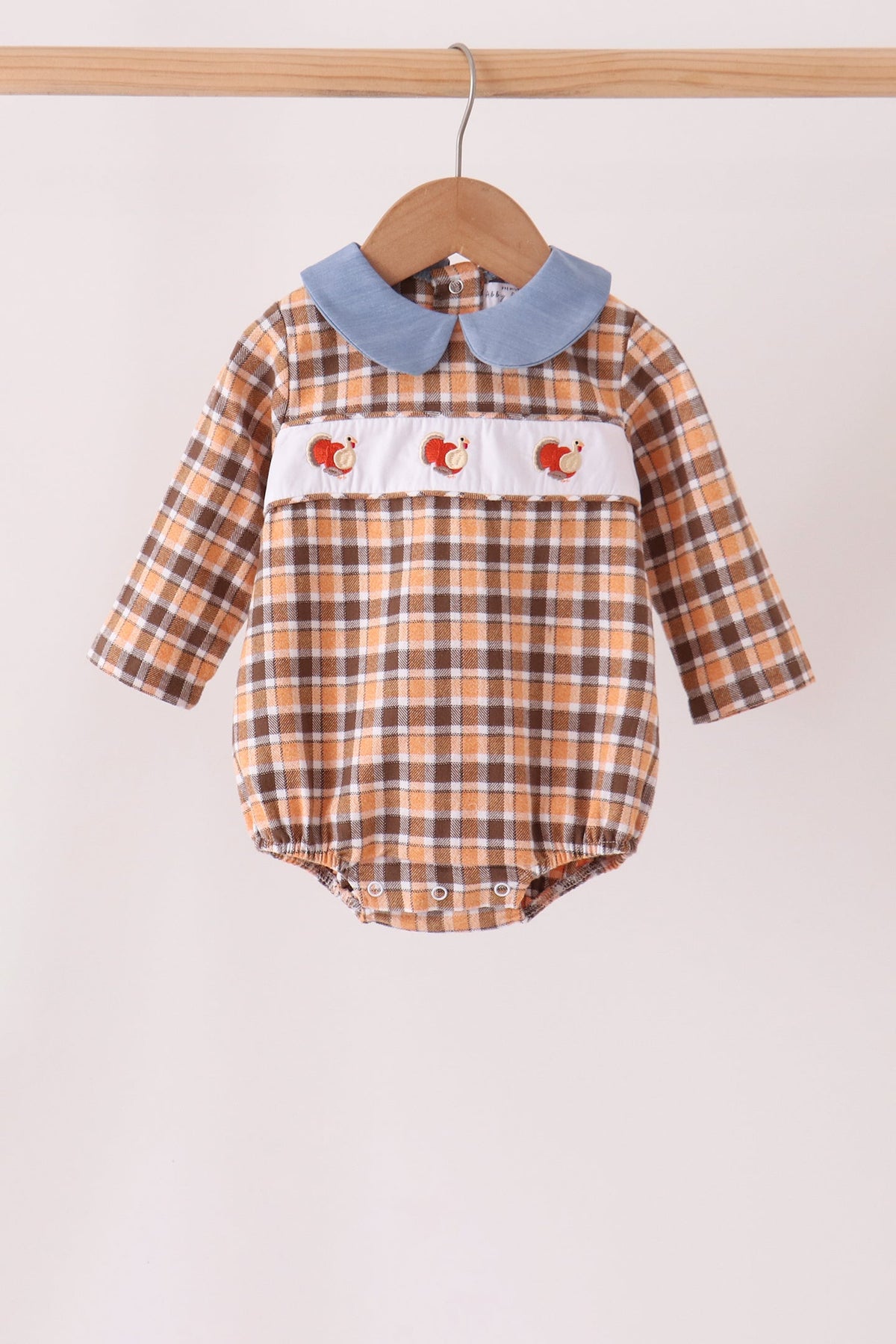 Blue turkey embroidery plaid bubble