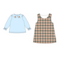 Blue turkey embroidery plaid 2pc set
