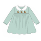 Green turkey embroidery scalloped dress