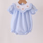 Blue turkey embroidery checkered ruffle bubble