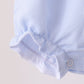 Blue turkey embroidery checkered ruffle bubble