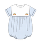 Blue turkey embroidery checkered bubble